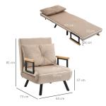 Bäddsoffa Gästsäng Beige av Sammet och Trä för Vardagsrum Relaxstol med Sängfunktion och Justerbart Ryggstöd 63 x 73 x 81 cm