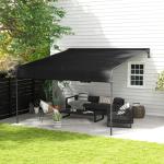 Pergola Paviljong Mörkgrå av Stål och Polyester för Terrass och Balkong Väderbeständigt Altantak med Justerbart Tak 4 x 3 m