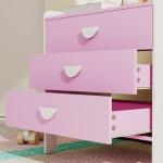 Barnbyrå med 3 Lådor i MDF, Förvaringsskåp för Barn, Rosa+Vit