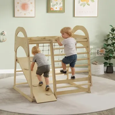 Klätterställning Inomhus Naturfärgad Trä för Barn 3 120 Cm
