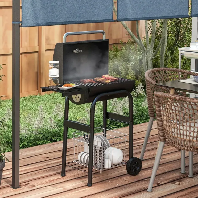 Kolgrill Bbq Grill Svart av Rostfritt Stål Grillvagn