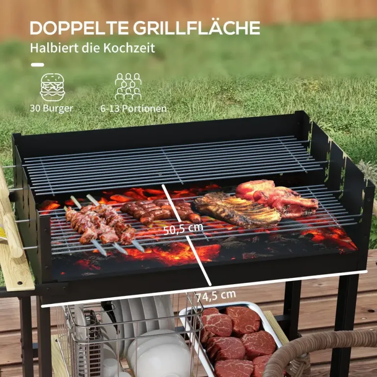 Kolgrill Campinggrill Svart av Metall 113 x 53,5 x 82,5 cm