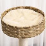 Klösträd i Rotting med Koja, Elegant Klösmöbel med Lekboll, Naturlig Sovplats för Små Katter, Natur/Beige