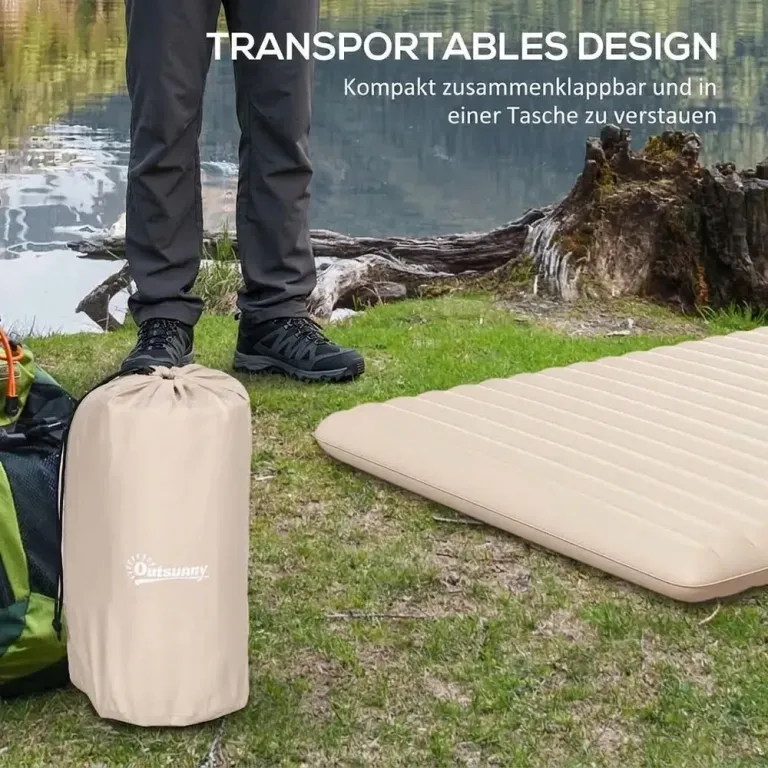 Luftmadrass Campingsäng Blå av Polyester 195 x 140 x 10 cm