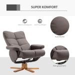 Relaxfåtölj med Fotpall och Förvaring Snurrbar TV-Stol med Liggfunktion Konstläder och Träram Brun 80 X 86 X 99 Cm