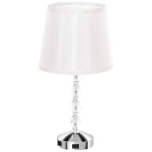Bordslampa Sänglampa Silver av Glas och Metall för Sovrum USB Uppladdningsbar Kristallampa E27 23 x 23 x 45 cm