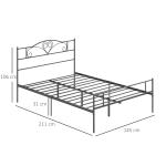 Sängram Stabil Svart Metall för Sovrum med Gavel Robust Konstruktion Upp till 300 kg för God Sömn 145 L x 211 B x 106 H cm