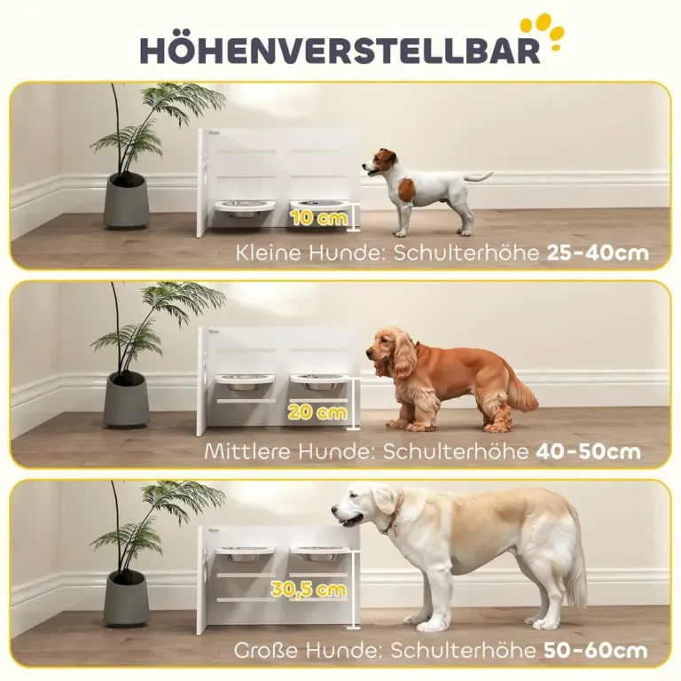 Hundskål Matbar Upphöjd Foderskål Vit av Rostfritt Stål