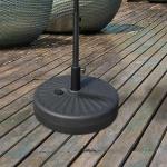 Rund Parasollfot i Cement, Stabilt Paraplystativ för Trädgårdsparasoll, Passar Stångdiameter 38-48 mm, Svart, 51 cm, 22 kg