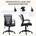 Kontorsstol Skrivbordsstol Svart av Tyg och Metall för Kontor Höj och Sänkbar Snurrstol med Tiltfunktion 120 kg