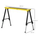Arbetsbock 2-pack Stabil Gul Svart Stål för Verkstad och Bygge Hopfällbar med Halkskydd Upp till 100 kg 100 x 49 x 62-90 cm