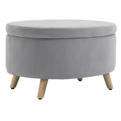 Oval Sittbänk med Förvaring Klädd Bänk i 71 x 51,5 x 42 cm