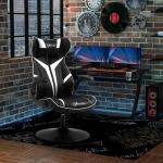 Ergonomisk Gamingstol i Konstläder, Bekväm Datorstol med Vippfunktion, Sportig Design för Spel och Arbete, Svart/Vit, 67 x 75 x 106-112 cm