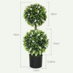 Set med 2 Konstgjorda Växter UV-beständiga i Blomkruka, 70 cm Inomhusväxter, Grön