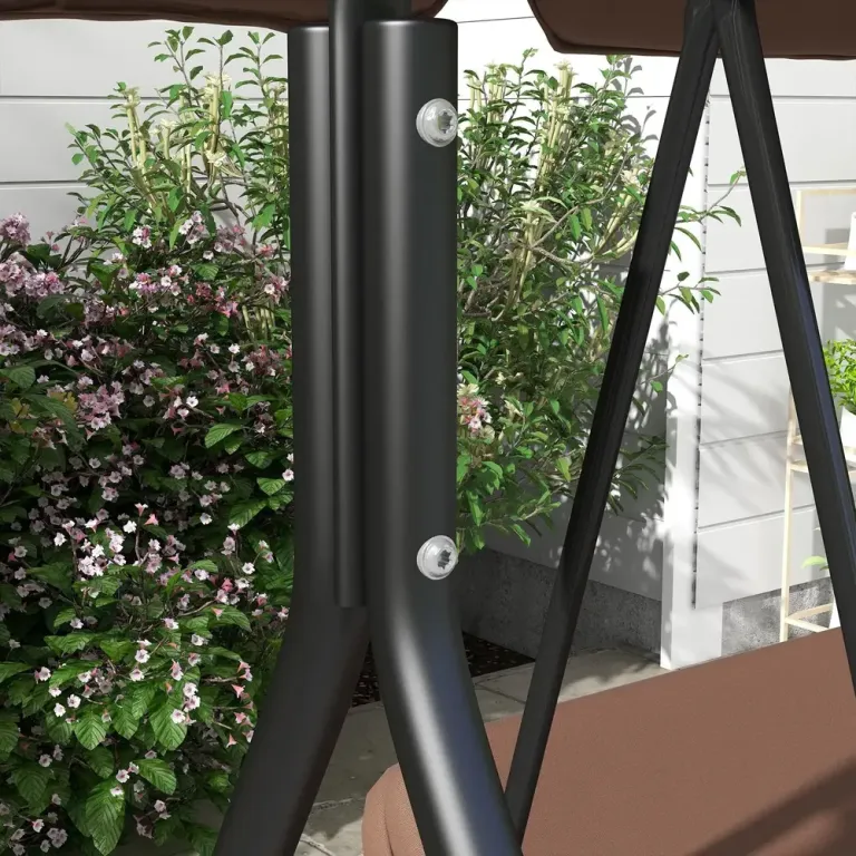 Hammock för Trädgård 3-Sits med Justerbart Tak, Brun