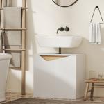 Tvättställsskåp Underskåp Vit MDF för Badrum Soft Close-Dörrar Modern Design Förvaring under Handfat Enkel Montering 60 × 35 × 58 cm