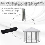 Trädgårdspaviljong Partytält Grå av Stål och Tyg för Trädgårdsfester Hopfällbar Pop-Up Paviljong med 6 Sidopaneler 4 x 4 m