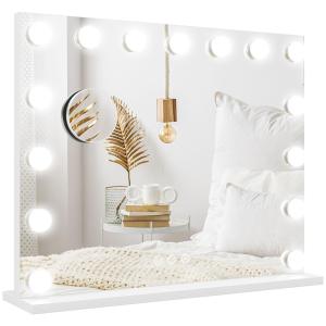 LED-sminkspegel med 3 Ljuslägen, Dimbar, Pekkontroll och USB, Vit, 58 x 48 cm