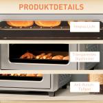 Miniugn Varmluft Robust Silver Rostfritt Stål för Bakning och Grillning 6 Lägen Timer Tillbehör 24 Liter