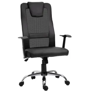 Ergonomisk Kontorsstol Höj- och Sänkbar med Vippfunktion och Armstöd upp till 120 Kg Svart