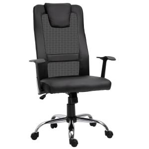 Ergonomisk Kontorsstol Höj- och Sänkbar med Vippfunktion och Armstöd upp till 120 Kg Svart