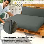 Pallkudde Palldynor Set om 2 Mörkgrå av Tyg för Europallar Utomhusdyna Sittdyna med Ryggstöd 120 x 80 x 20 cm