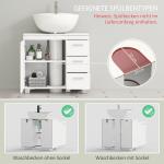 Tvättställsskåp Underskåp Vit MDF för Badrum Förvaring med 3 Lådor och Hyllor Modern Design Fukttålig