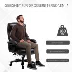 Ergonomisk Gamingstol XXL, Robust Chefsstol med Vippfunktion och Tjock Vaddering, Bekväm Arbetsstol för Tung Belastning, Svart, 180 kg