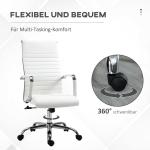 Ergonomisk Kontorsstol i Vitt Konstläder, Bekväm Skrivbordsstol med Gungfunktion, Stilren Design för Moderna Kontor, Vit, 54 x 62 x 104-114 cm, 120 kg