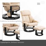 Elektrisk Massagestol med Liggfunktion, Bekväm Relaxfåtölj med 5 Massagelägen, Stilren TV-Stol i Konstläder, Krämvit, 84 x 92 x 109 cm