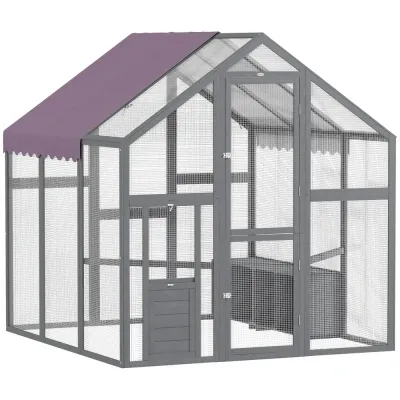 Hönshus Hönsgård Utomhusinhägnad Grå 1,7 x 1,8 x 1,8 m
