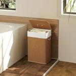 Bambu Tvättkorg med Lock, 72 L med Bambuhandtag och Avtagbar Tvättpåse, Brun
