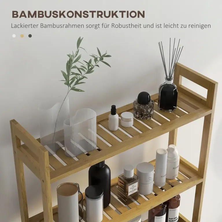 Toaletthylla Badrumshylla Natur av Bambu 3-Vånings Ståhylla
