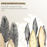 Väggdekoration i Metall 2-Pack, Moderna Konstverk med Bladmotiv, Elegant Väggprydnad i 3D för Vardagsrum, Svart/Guld, 40 x 46 cm