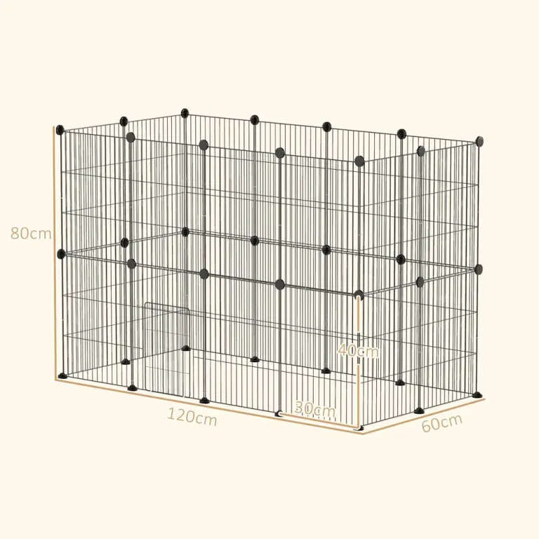 Utomhusinhägnad Smådjursbur med Dörr Svart 120 x 60 x 80 cm
