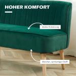 Soffa 2-sits Mörkgrön Tyg och Trä för Vardagsrum Retro Soffa med Träben och Mjuk Stoppning Kompakt 117x57x77 cm