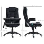 Kontorsstol med Massage- och Värmefunktion, Ergonomisk, Höj- och Sänkbar, Svart
