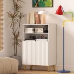 Badrumsskåp Golvmodell Vit MDF med Hyllor för Badrum Soft Close-dörrar Modern Design Förvaring med Öppna Fack