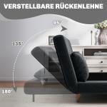 Bäddsoffa Justerbar Mörkgrå Manchester för Vardagsrum och Gäster 3 Lägen Bekväm Gästsäng 141x90x81 cm