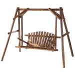 Hammock i Massivt Trä 2-Sits, Klassisk Trädgårdsgunga med Tak, Robust Hängsoffa för Uteplatsen, Natur, 187 x 137 x 170 cm