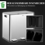 Papperskorg med 3 x 20 L Fack, Deodorantlock, Fingeravtryckssäker, Mjukstängd, Silver