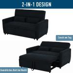Bäddsoffa Hopfällbar 2-Sits med Sovfunktion Justerbar Vinkel Tygsoffa för Vardagsrum Svart 148 X 82 X 89 Cm