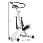 Stepper Ergonomisk Vit Svart Stål för Hemmaträning och Motion med 12 Motståndssteg och LCD-Skärm samt Hjul för Förflyttning 80 x 61 x 134 cm