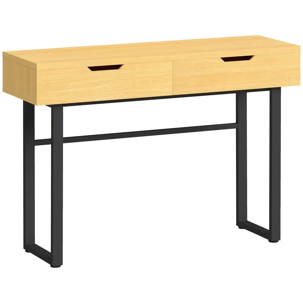 Konsolbord Smalt Natur Spånskiva och Metall 110x35x77 Cm