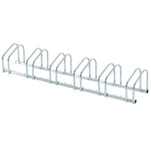 Cykelställ för 6 Cyklar, Robust Parkeringsställ för Golv eller Vägg, Väderbeständig Förvaring av Cyklar, Silver, 179 x 33 x 27 cm