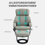 Relaxfåtölj Massagestol med Fotpall Grå av Konstläder för Vardagsrum Elektrisk Vilstol med Fjärrkontroll