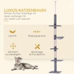 Kattträd Golv-till-Tak, Höjdjusterbart, Robust Kattklätterträd med Sisalpelare, Grå, 40 x 34 x 230–260 cm