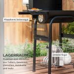 Kolgrill BBQ Grill Svart av Rostfritt Stål för Trädgård Grillvagn med Lock Hyllor och Termometer