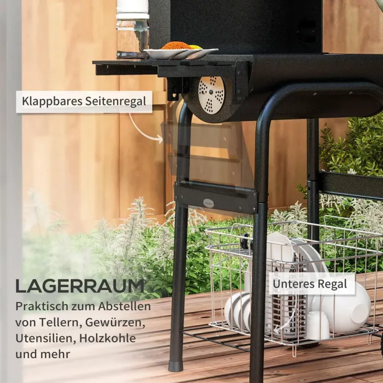 Kolgrill Bbq Grill Svart av Rostfritt Stål Grillvagn