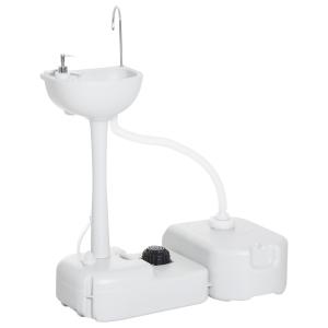 Portabel Campingvask med Tank, Smidigt Handfat med Fotpump och Tvålpump, Hygienisk Lösning för Camping och Trädgård, Grå, 83 x 50 x 103 cm, 17 l